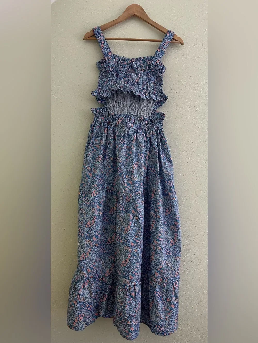 The New Society Albertina Girls Dress in Liberty Floral Print Blue/Pink Size M